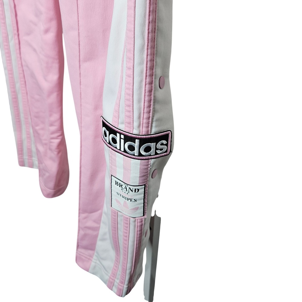 Adidas Pink Snap Track Pants 3 Stripe Wide Leg Y2K Athleisure Women's XS - Picture 2 of 8
